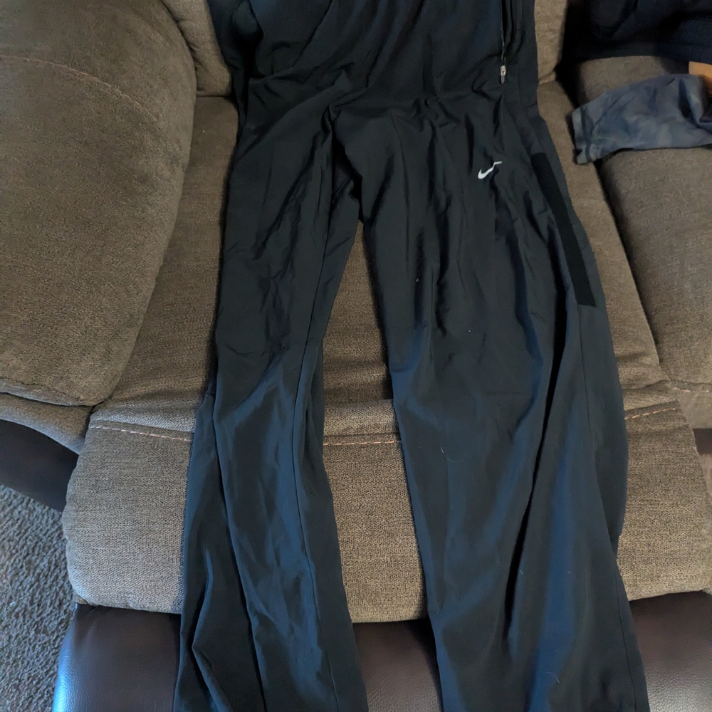 Nike Men's Black Track Pants with White Swoosh